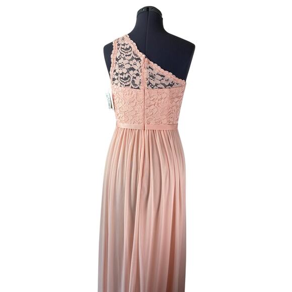 David's Bridal Pale Peach Size 4 Maxi One Shoulder Lace Dress F17063 Bellini - Picture 5 of 11